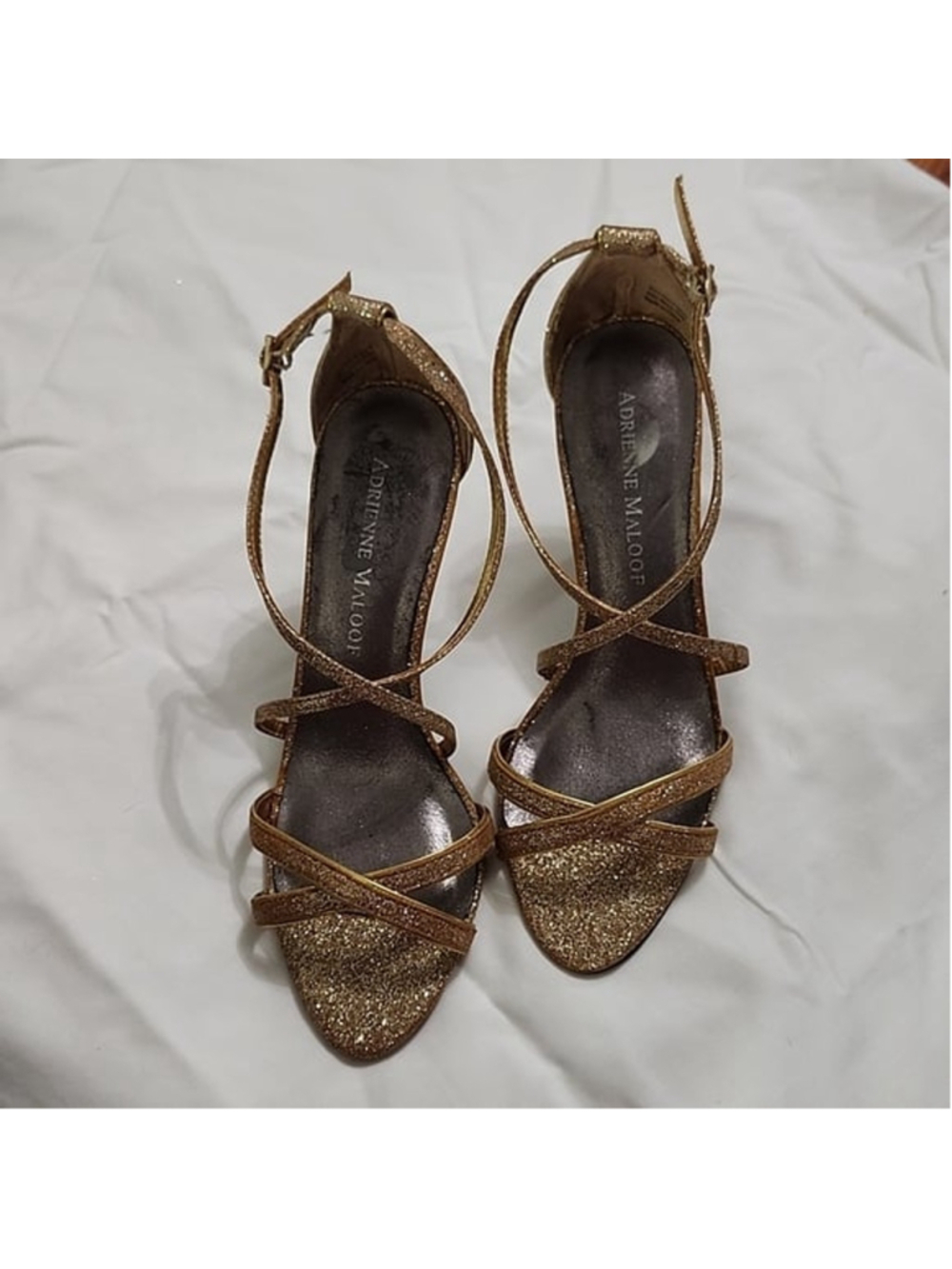 Adrienne Maloof Gold Glitter Heels
